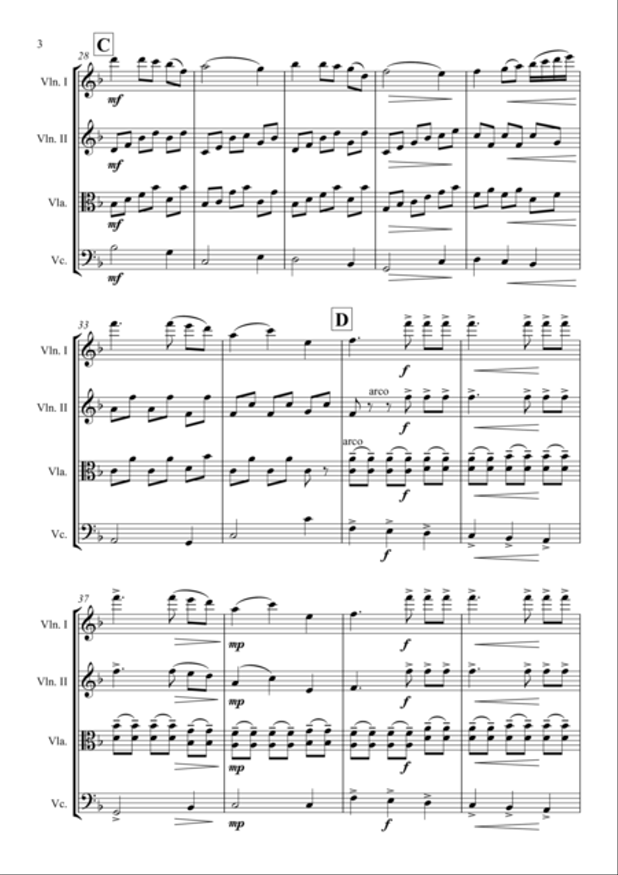 Intermezzo, from Cavalleria Rusticana, by Pietro Mascagni String Quartet scores gallery preview page 4