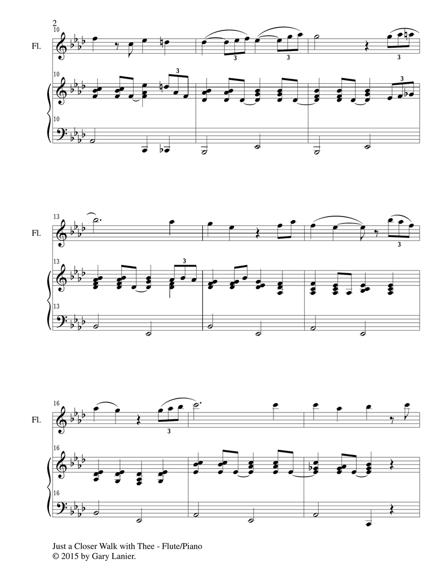JUST A CLOSER WALK WITH THEE (Duet – Flute and Piano/Score and Parts) Woodwind Duet scores gallery preview page 3