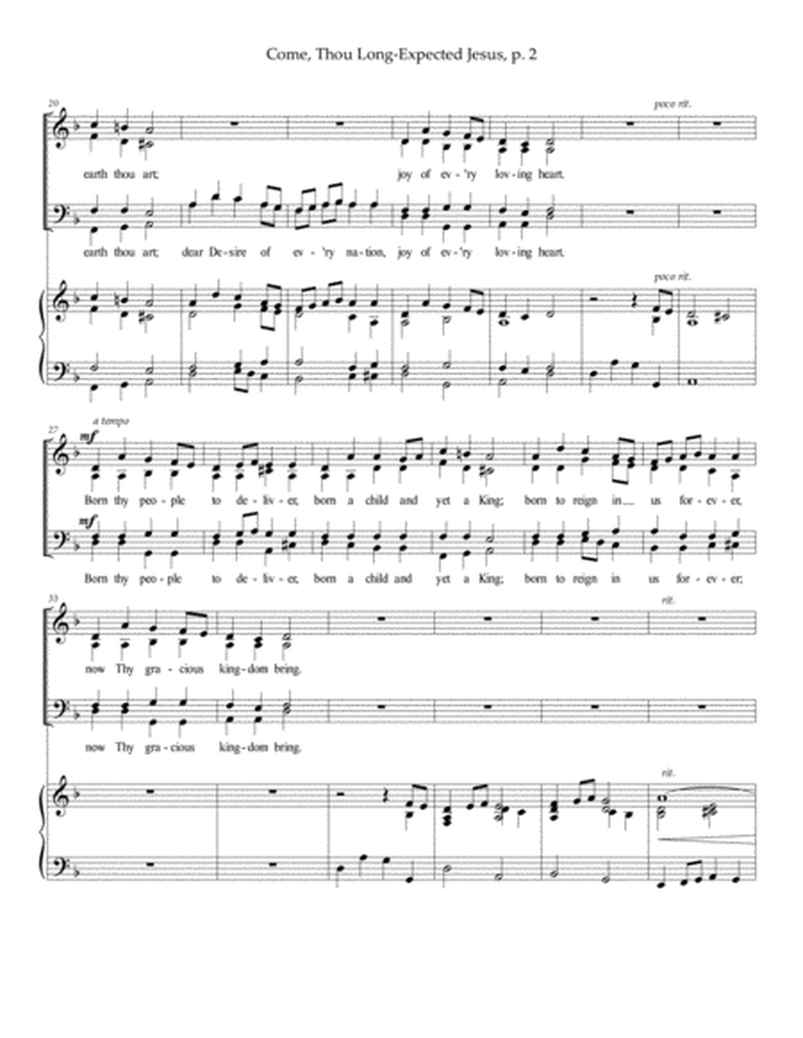 Come, Thou Long-Expected Jesus (Advent anthem) — SATB, organ image number null