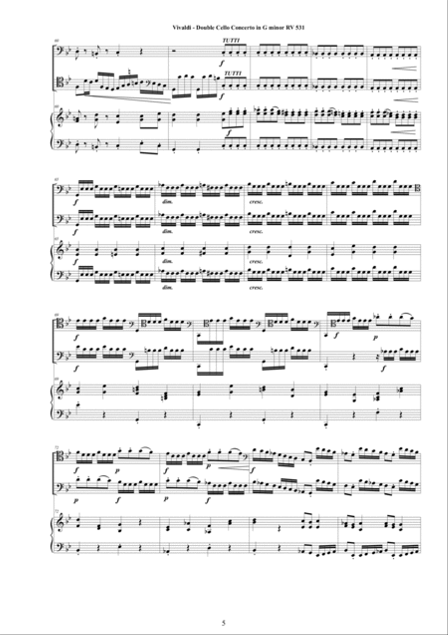 Vivaldi - Double Cello Concerto in G minor RV531 for Two Cellos and Cembalo (or Piano) String Duet scores gallery preview page 5