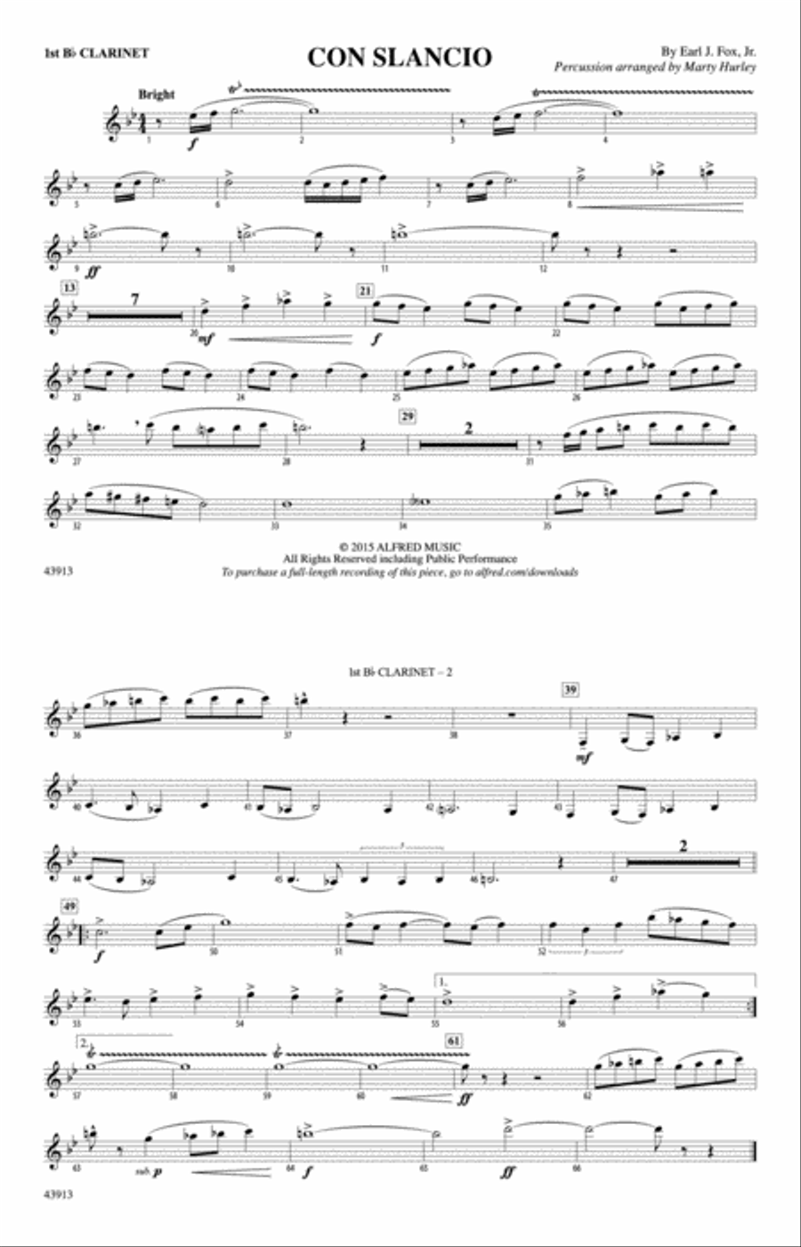 Con Slancio: 1st B-flat Clarinet Marching Band scores gallery preview page 1