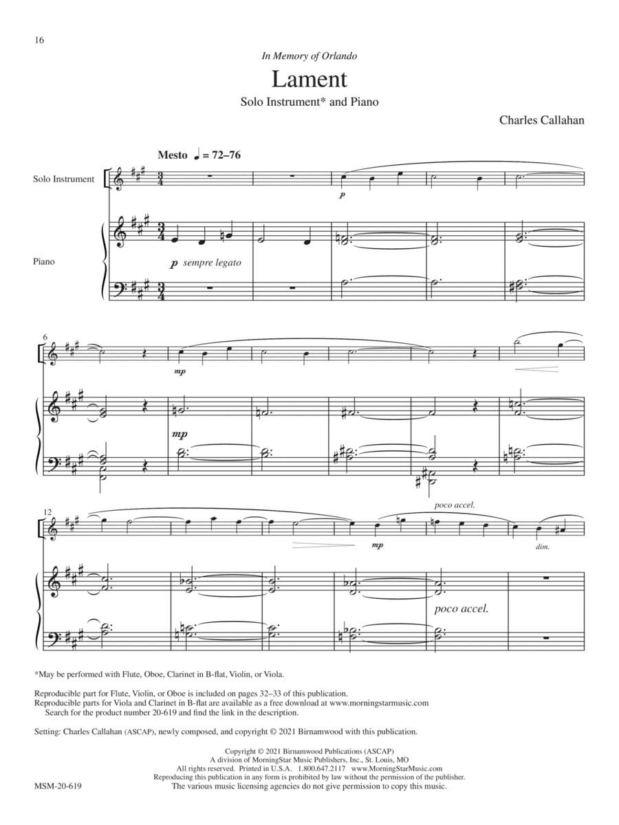 Lament (Piano Accompaniment Version) Piano Accompaniment scores gallery preview page 1