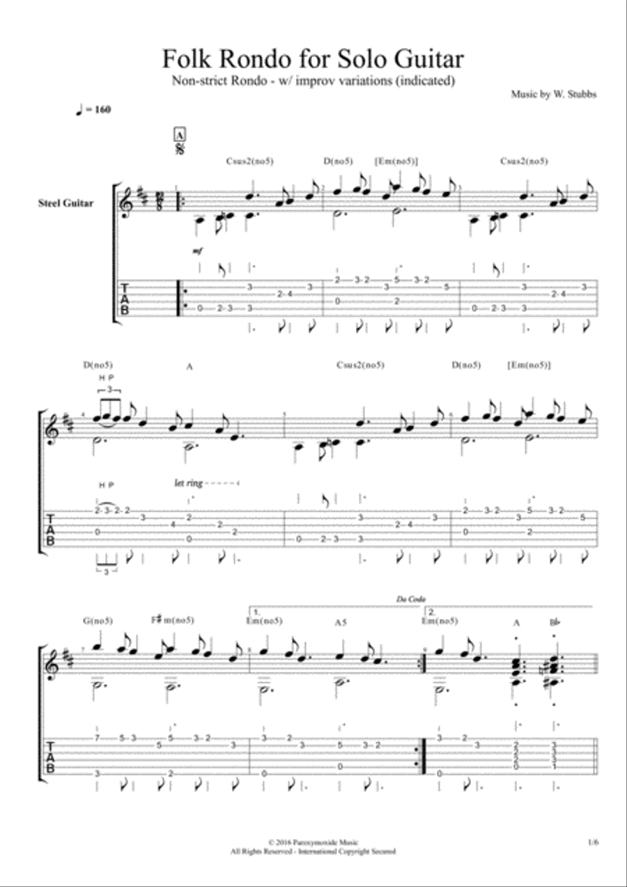 Folk Rondo for Solo Guitar Acoustic Guitar scores gallery preview page 1