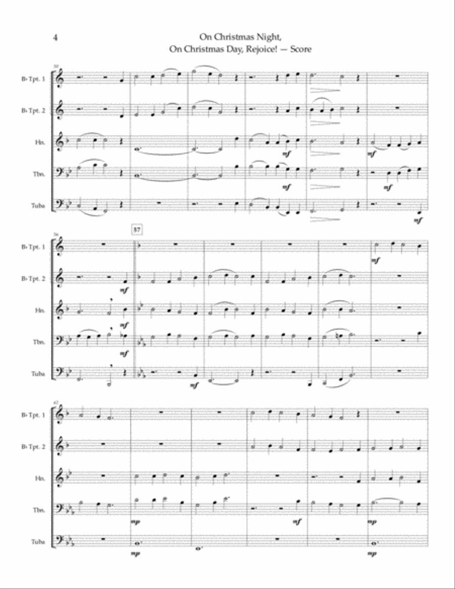 On Christmas Night, On Christmas Day, Rejoice! - brass quintet Brass Quintet scores gallery preview page 5