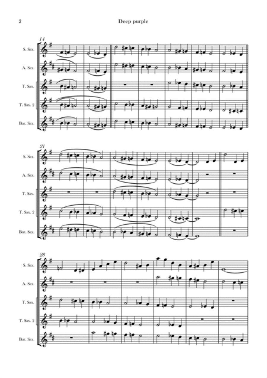 Deep Purple Deep Purple Saxophone Quintet scores gallery preview page 2