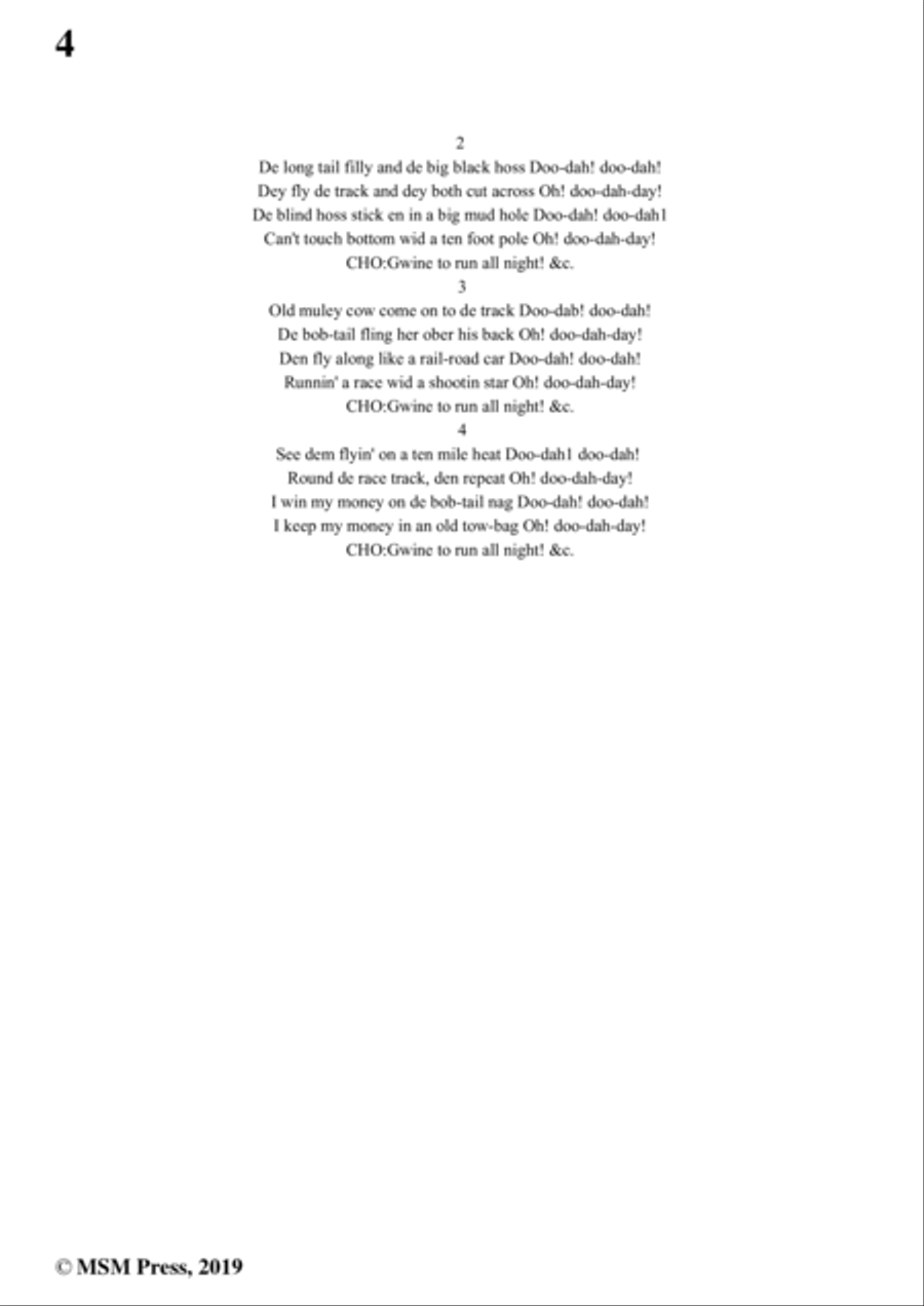 Stephen Collins Foster-Camptown Races,in G flat Major,for Voice&Piano Voice scores gallery preview page 6
