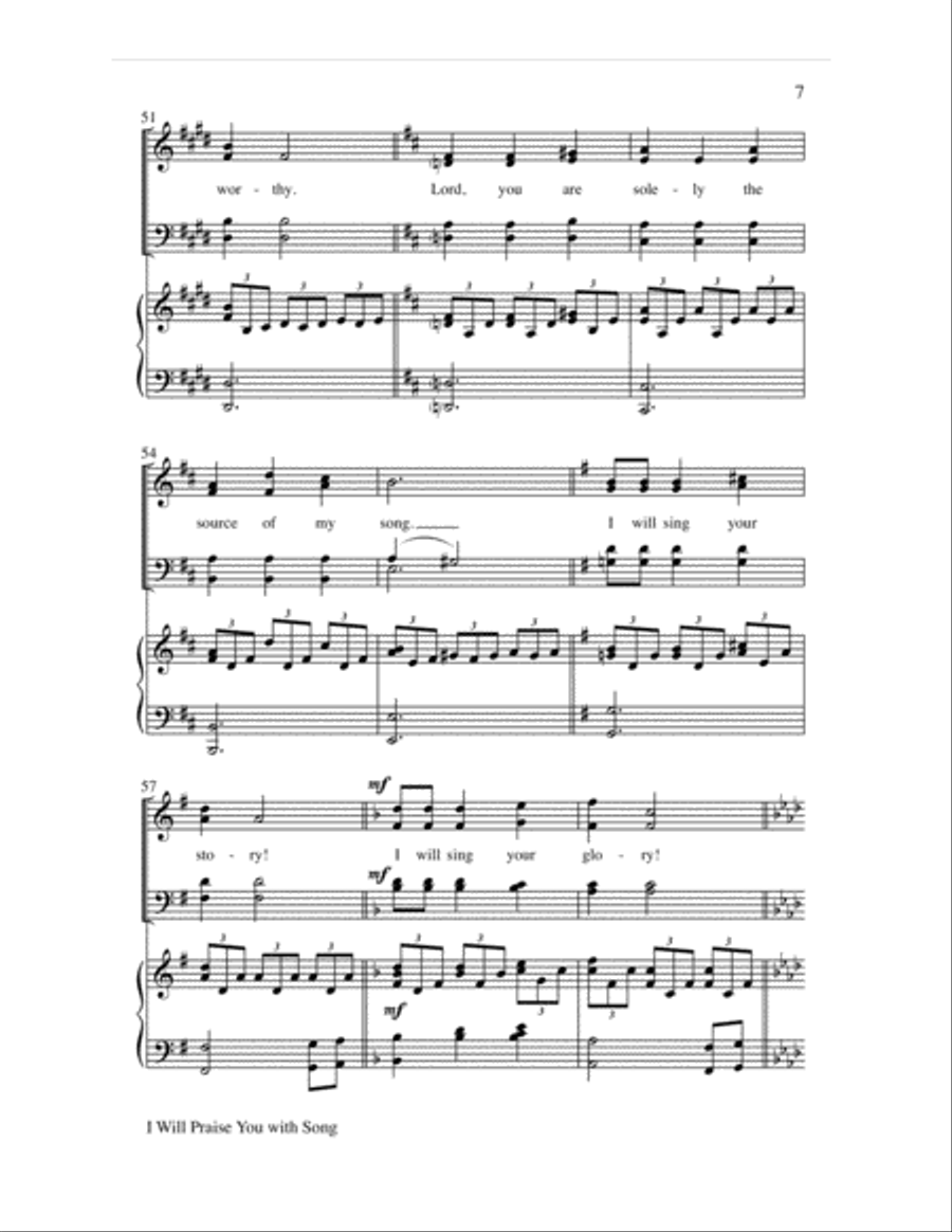 I Will Praise You with Song 4-Part scores gallery preview page 8
