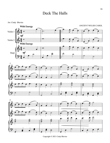 Two Violins and Harp for Christmas, Vol. II (12 arrangements) image number null