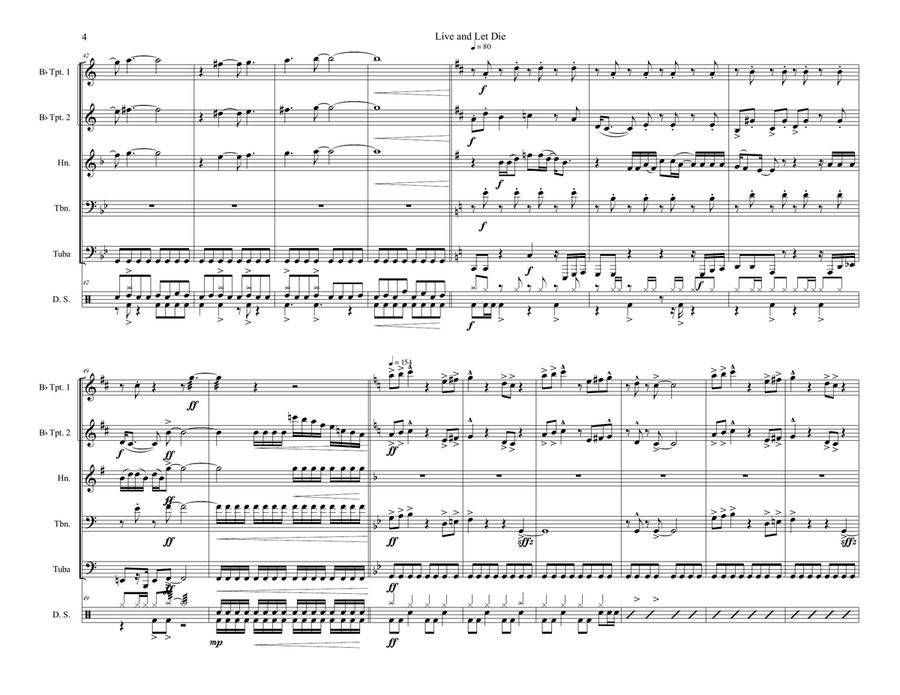 Live And Let Die Brass Quintet scores gallery preview page 4