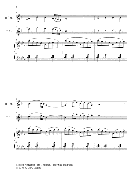 3 FAVORITE HYMNS (Trio - Bb Trumpet, Tenor Sax & Piano with Score/Parts) image number null
