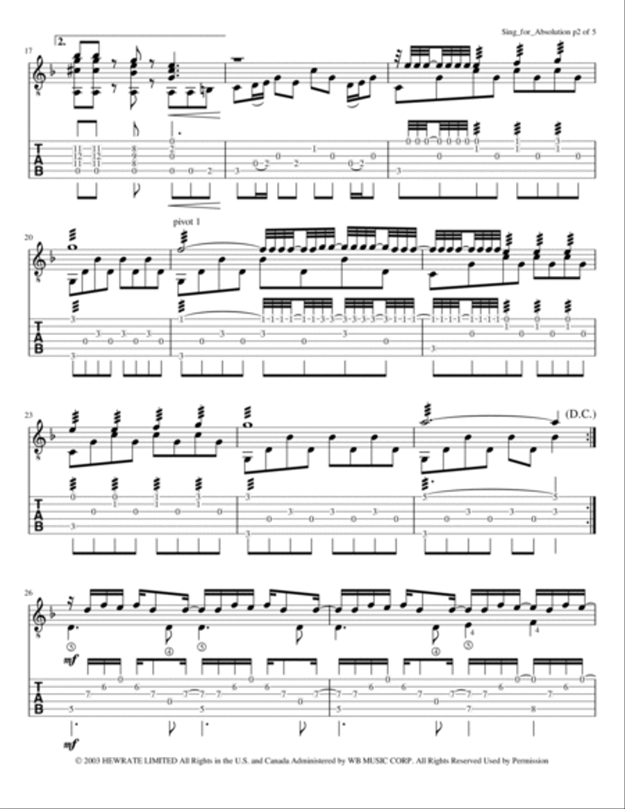 Sing For Absolution Guitar Tablature scores gallery preview page 3