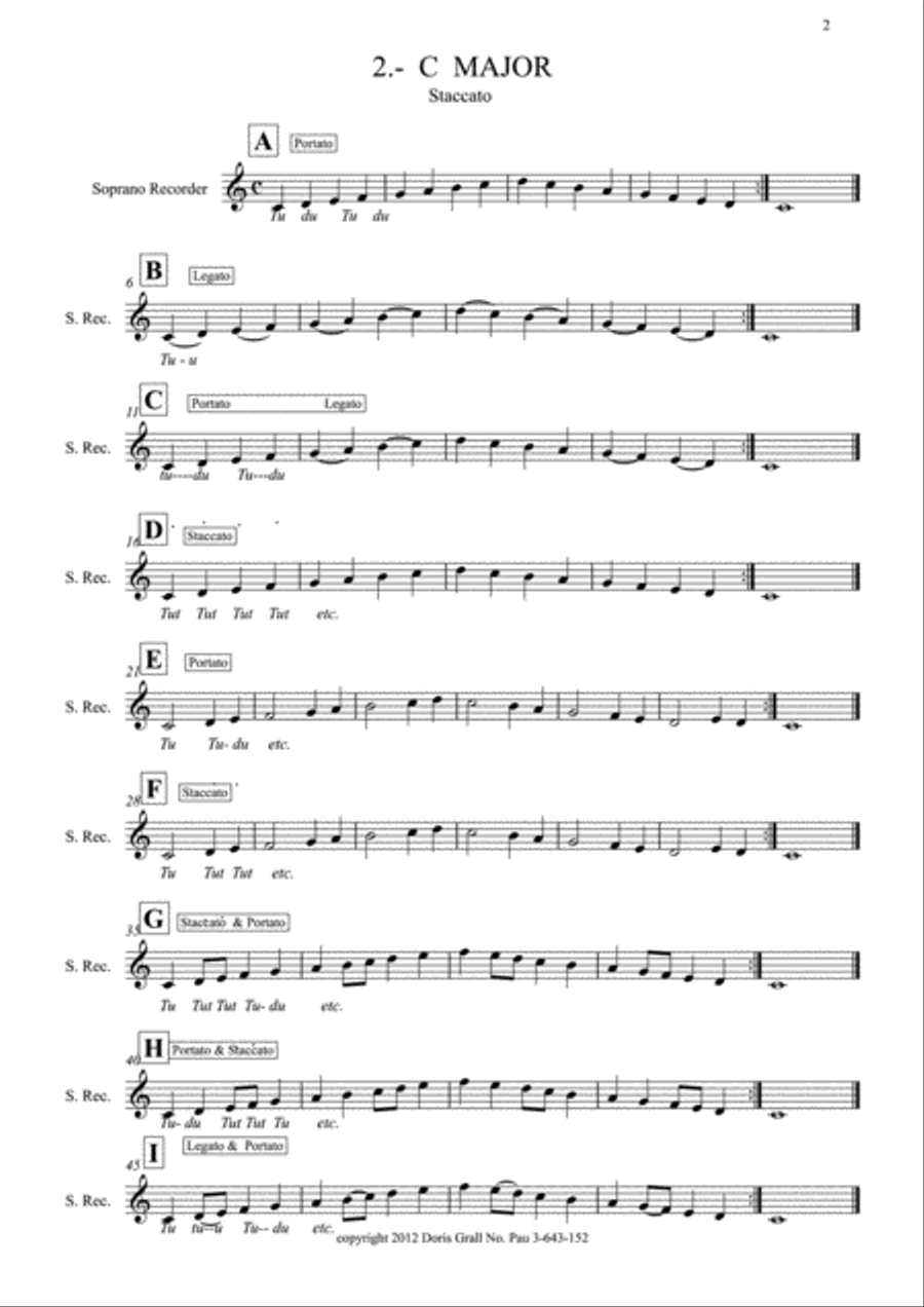 Book 1- Articulations on Major Scales for Soprano Recorder Woodwind Duet scores gallery preview page 4