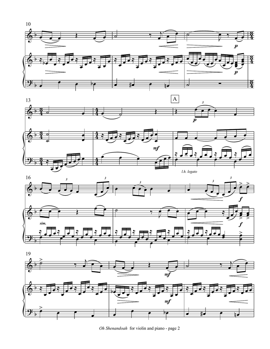 Oh Shenandoah (for violin and piano) Violin Solo scores gallery preview page 4