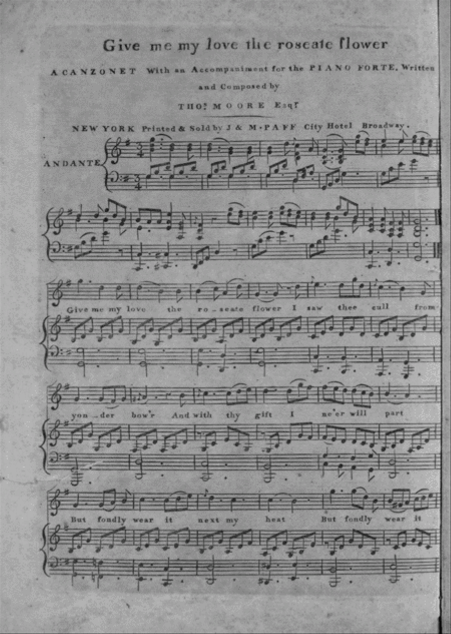 Give Me My Love the Roseate Flower. A Canzonet Voice scores gallery preview page 1