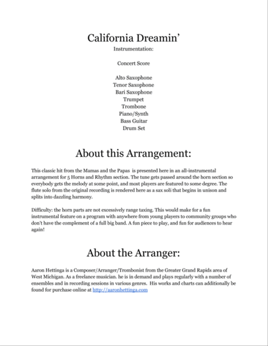 California Dreamin' Small Ensemble scores gallery preview page 2