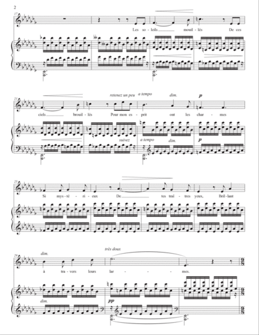 DUPARC: L'invitation au Voyage (transposed to A-flat minor) Voice scores gallery preview page 3