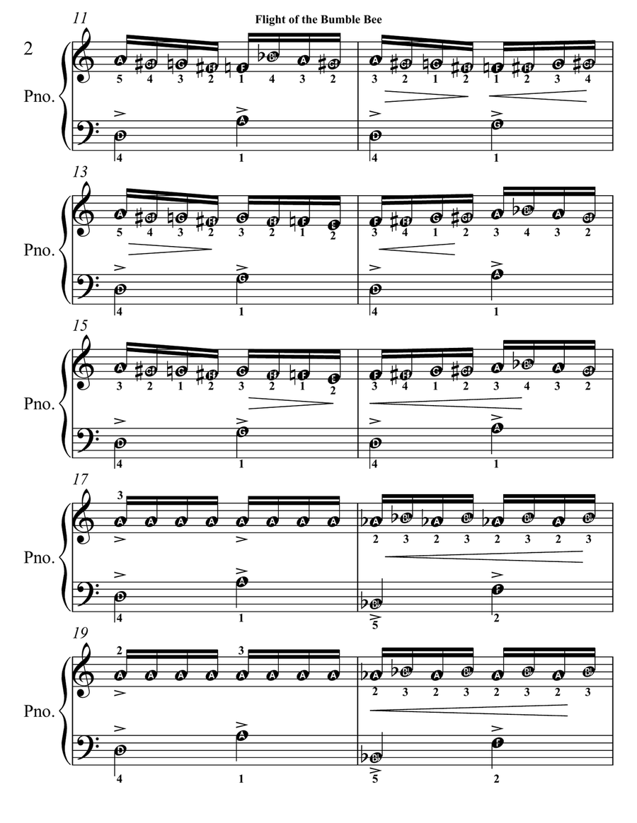 Flight of the Bumble Bee Easy Piano Sheet Music Easy Piano scores gallery preview page 3