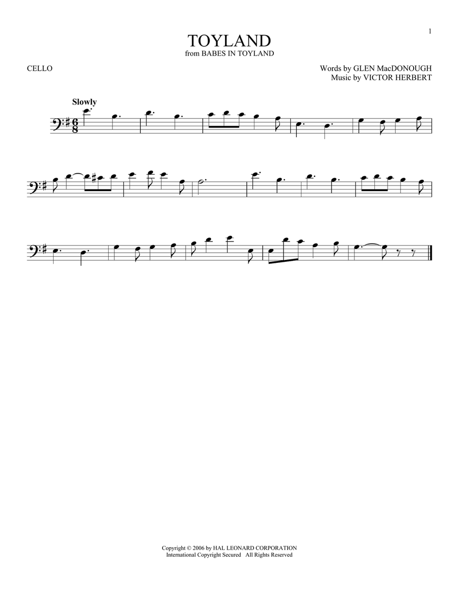Toyland Toyland Cello Solo scores gallery preview page 1