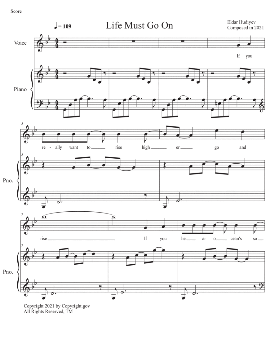 Life Must Go On Life Must Go On Voice scores gallery preview page 1