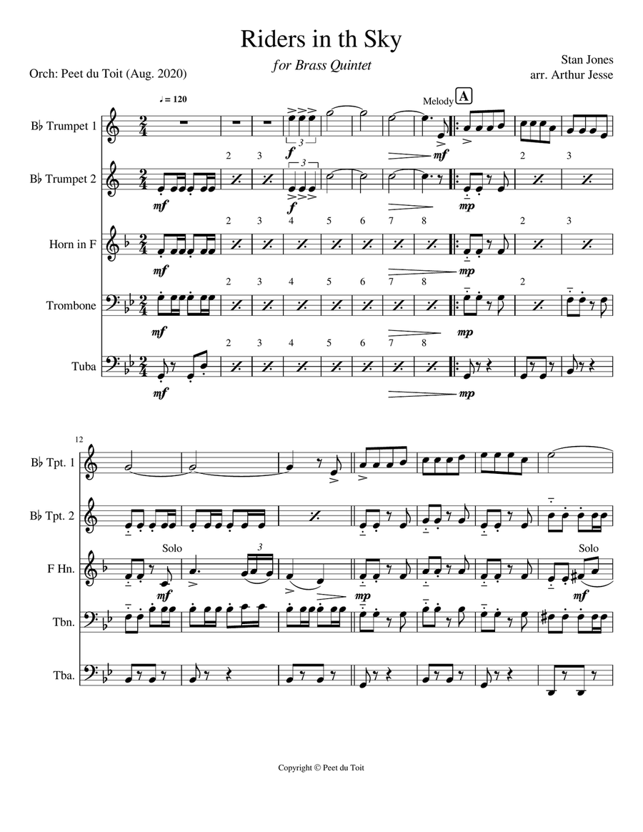 (ghost) Riders In The Sky (a Cowboy Legend) Brass Ensemble scores gallery preview page 1