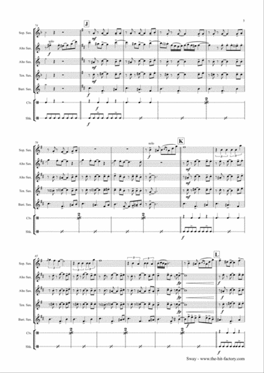 Sway (Quien Sera) Woodwind Quintet scores gallery preview page 5