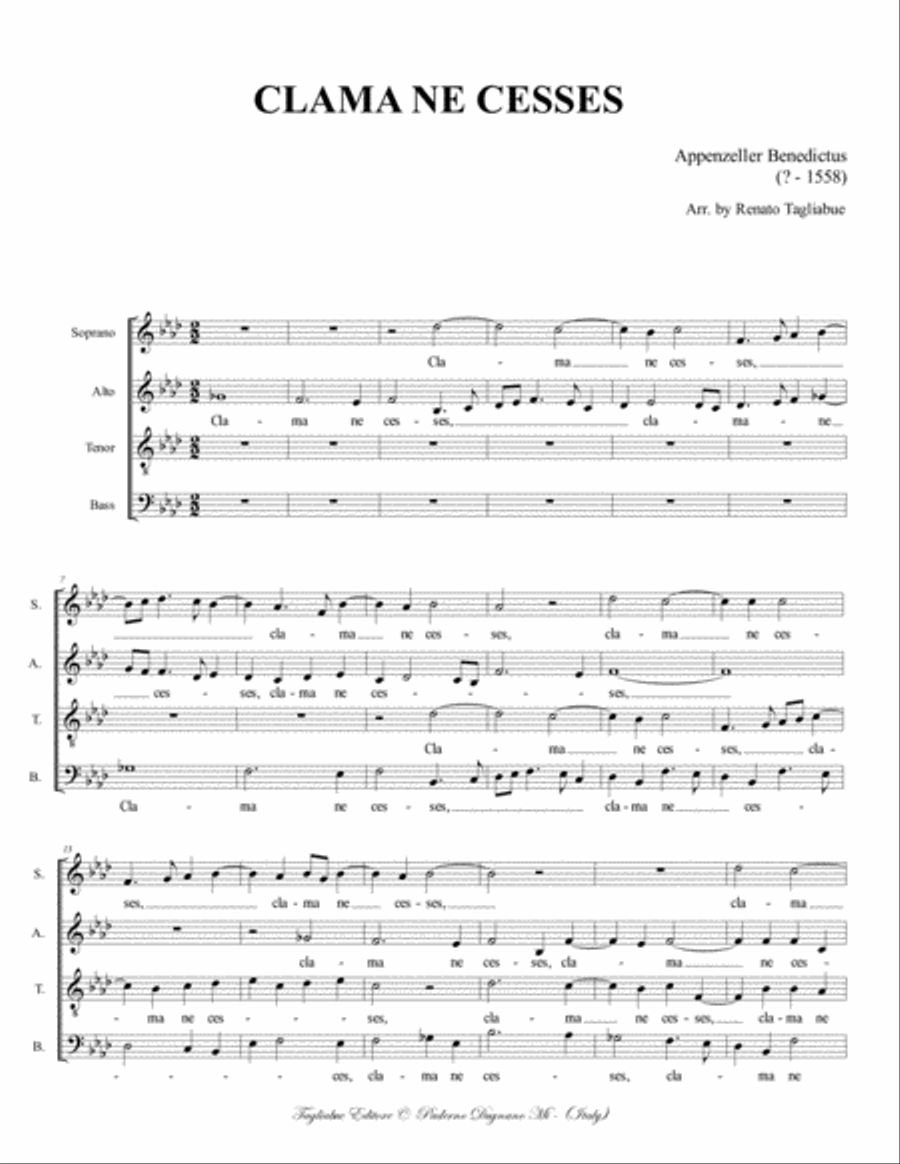 CLAMA NE CESSES - Appenzeller B. - For SATB Choir 4-Part scores gallery preview page 2