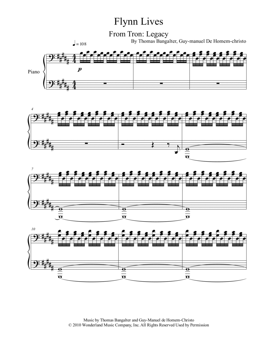 Flynn Lives Flynn Lives Piano Solo scores gallery preview page 1