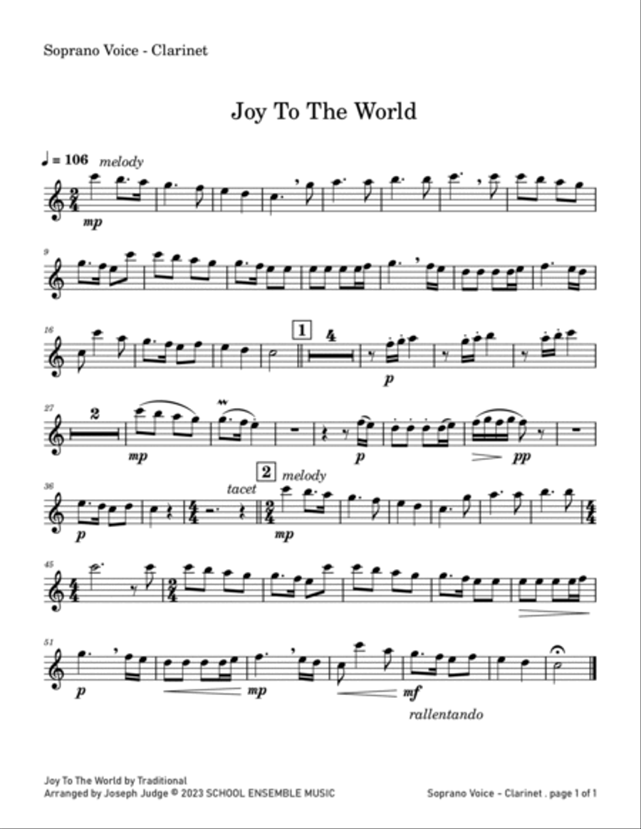 Joy To The World for Clarinet Quartet in Schools Clarinet Quartet scores gallery preview page 4