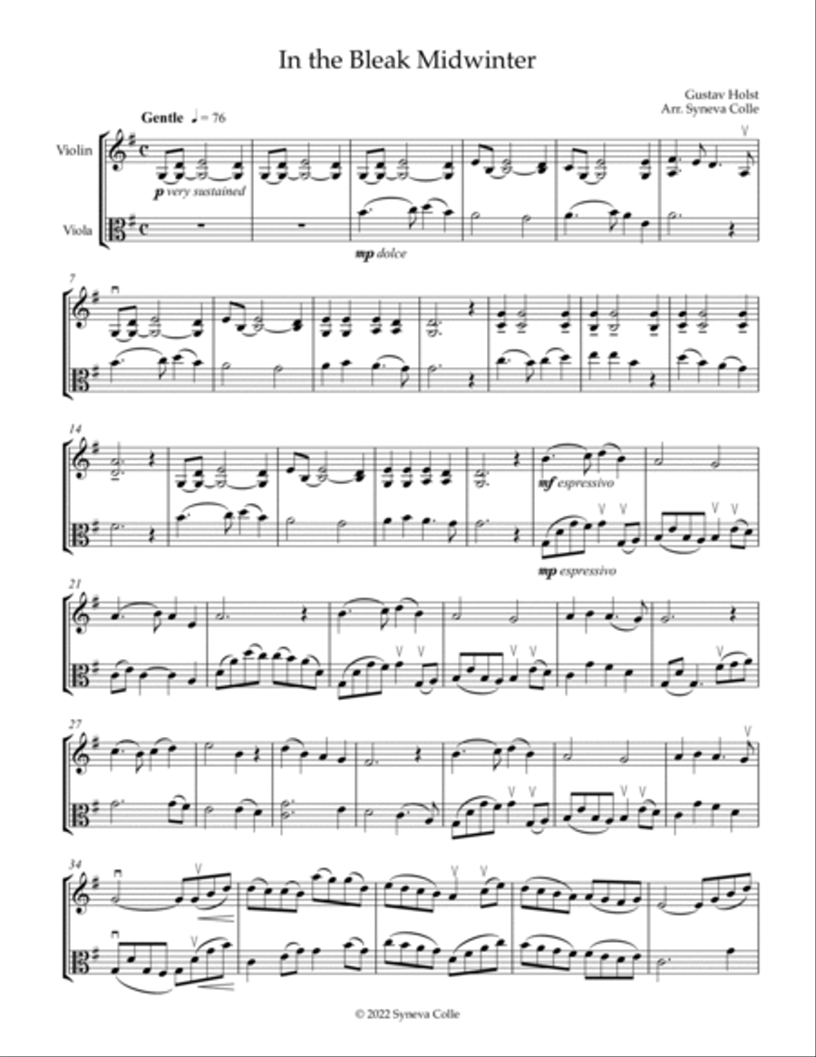 In the Bleak Midwinter In the Bleak Midwinter String Duet scores gallery preview page 2