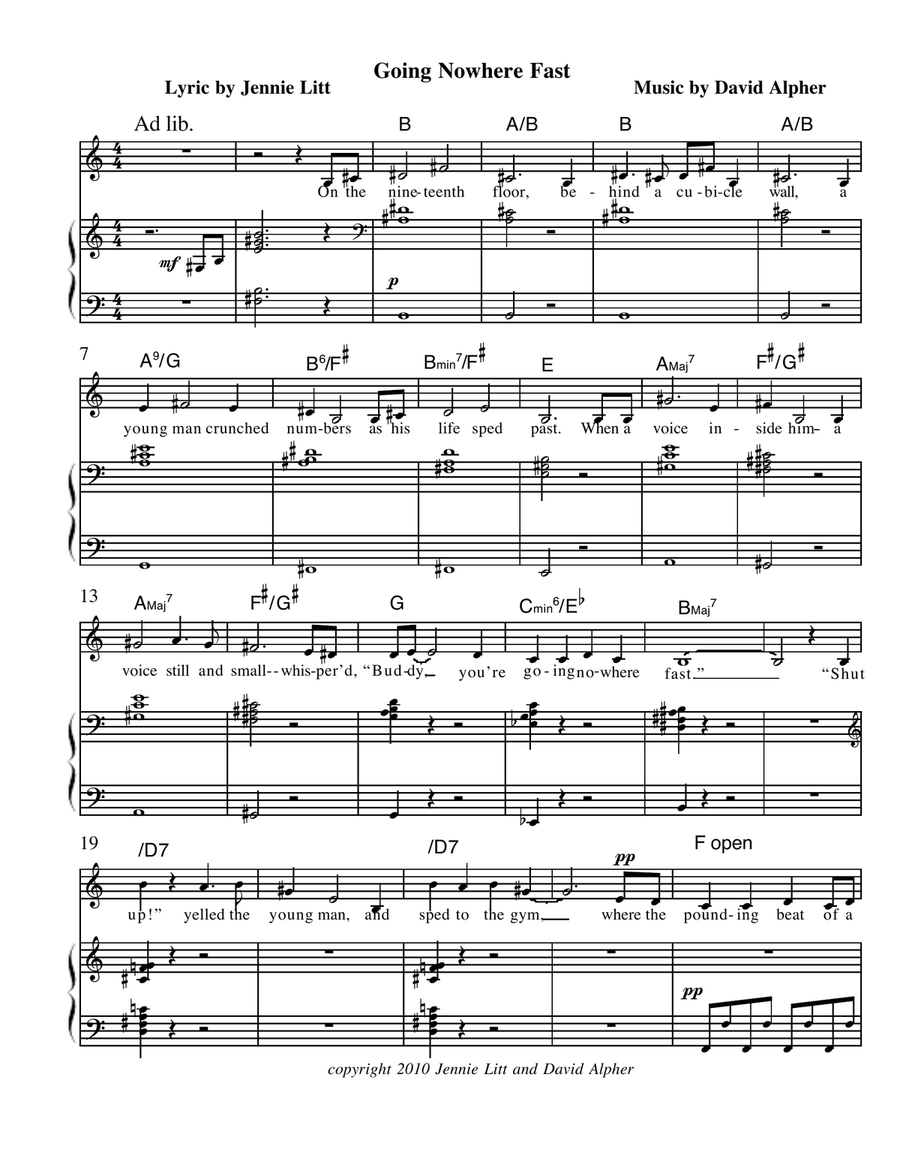 Going Nowhere Fast Going Nowhere Fast Piano, Vocal scores gallery preview page 1