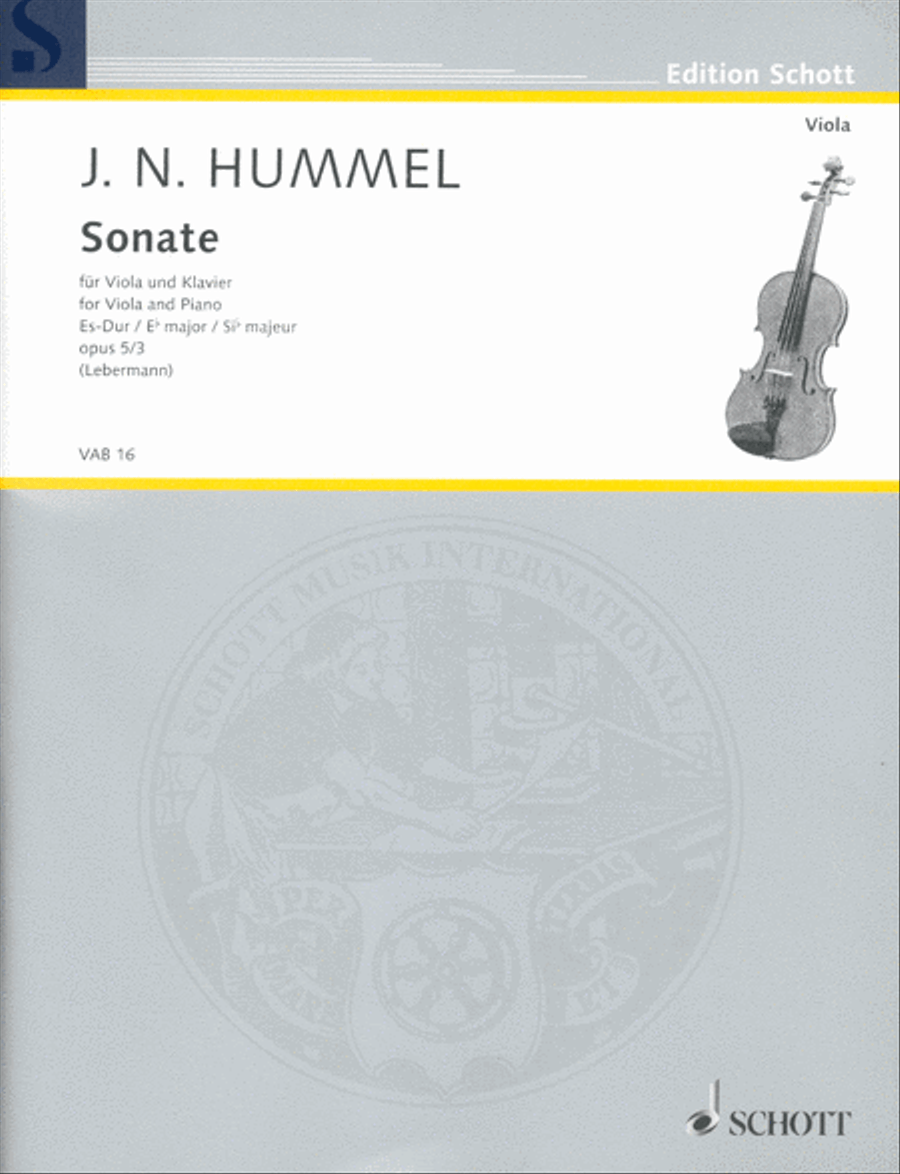 Viola Sonata in E-flat Major, Op. 5/3 Piano Accompaniment scores gallery preview page 1