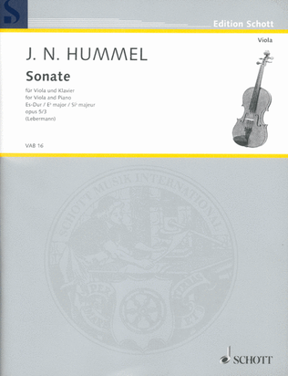 Book cover for Viola Sonata in E-flat Major, Op. 5/3