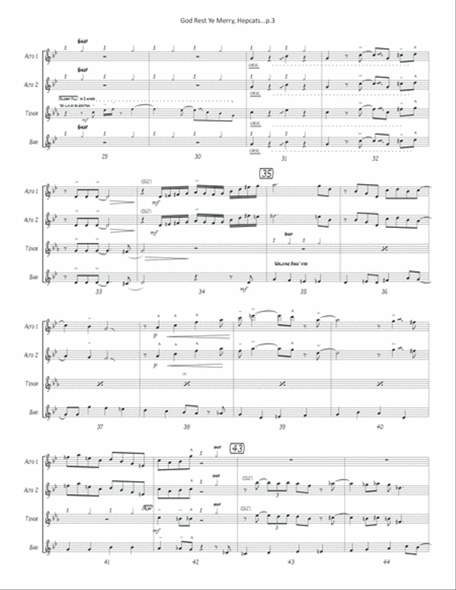God Rest Ye Merry, Hepcats - saxophone quartet Saxophone Quartet scores gallery preview page 5