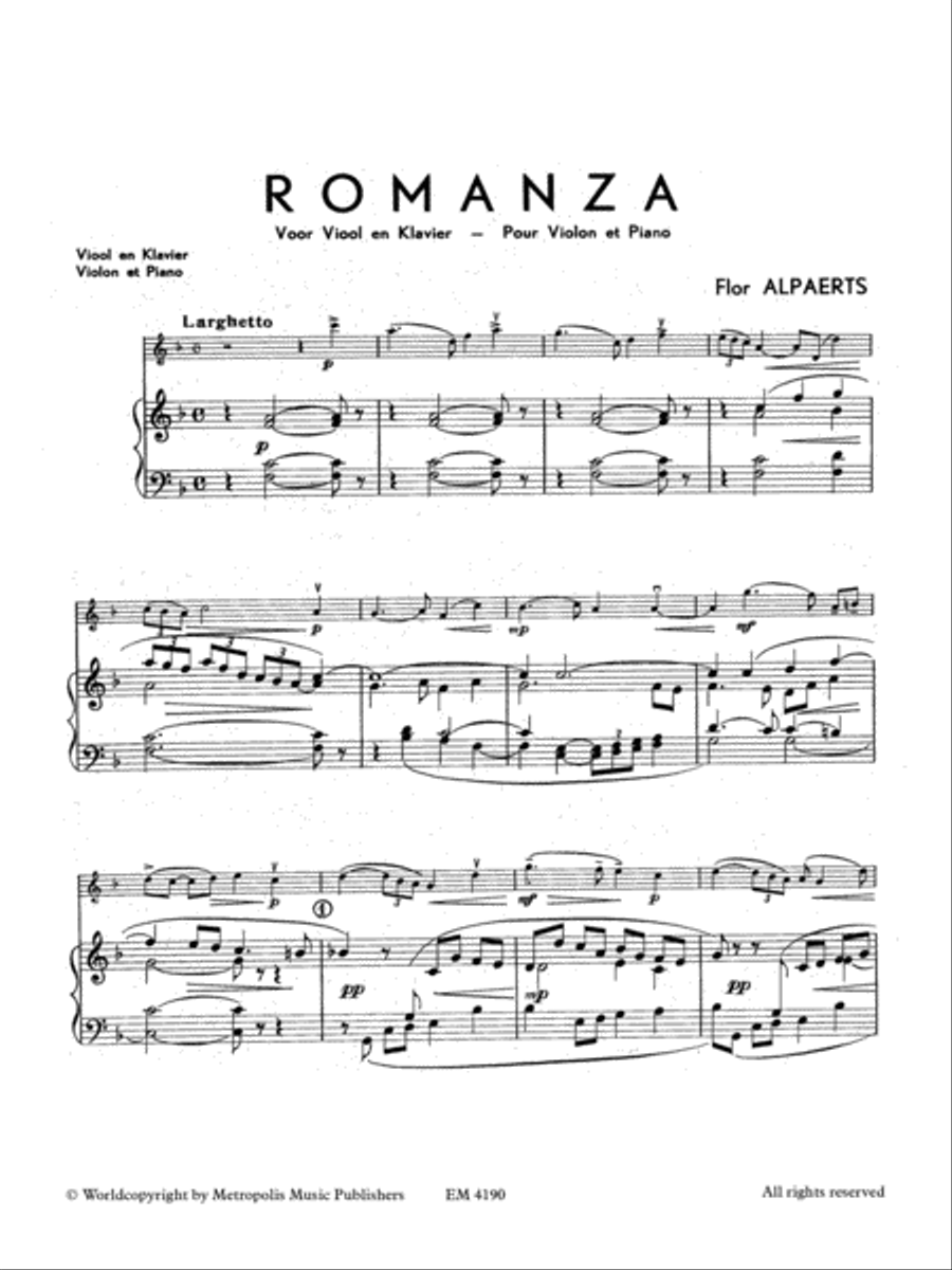 Romanza for Violin and Piano Violin Solo scores gallery preview page 2