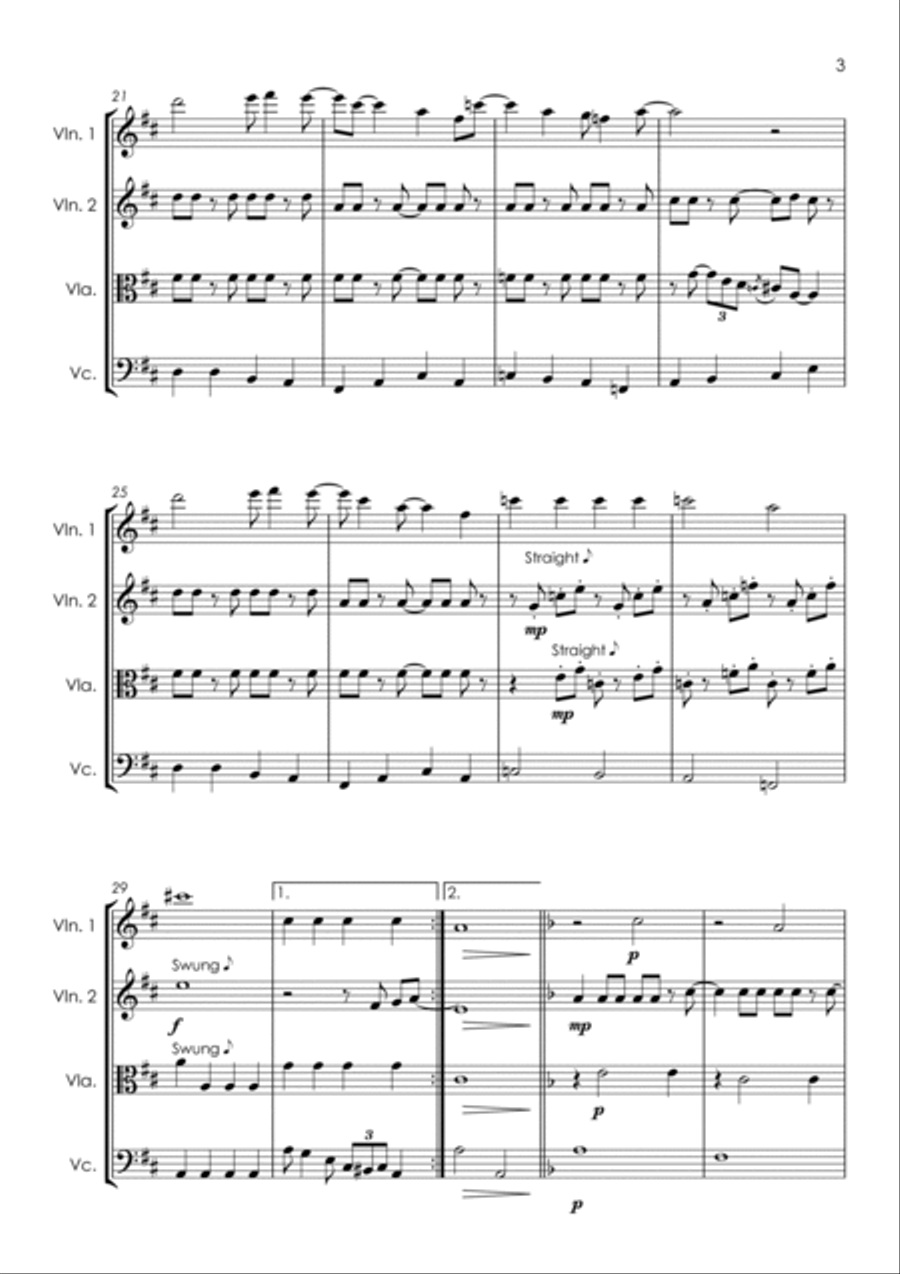 Merry Xmas Everybody String Quartet scores gallery preview page 5