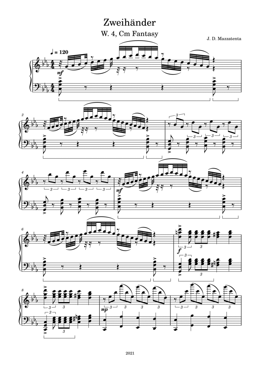 Zweihänder, W. 4 Piano Solo scores gallery preview page 1