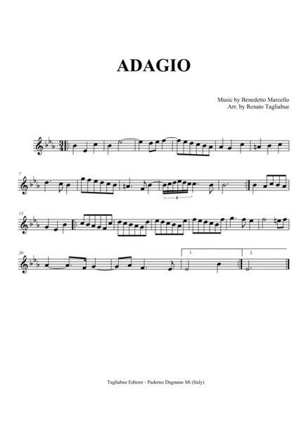 ADAGIO - Benedetto Marcello - For string quartet - with parts image number null