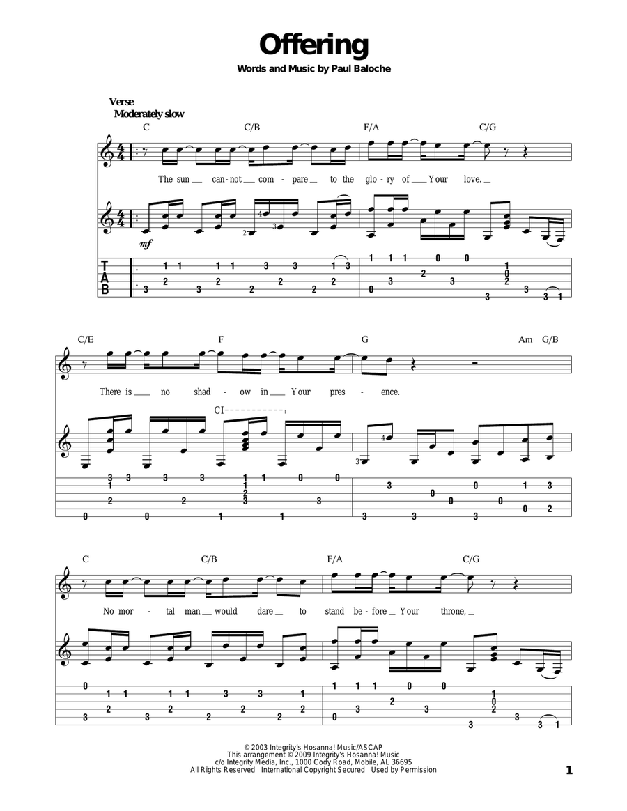 Offering Acoustic Guitar scores gallery preview page 1
