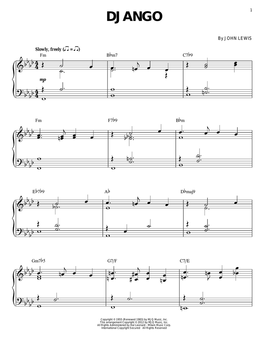 Django (arr. Brent Edstrom) Piano Solo scores gallery preview page 1