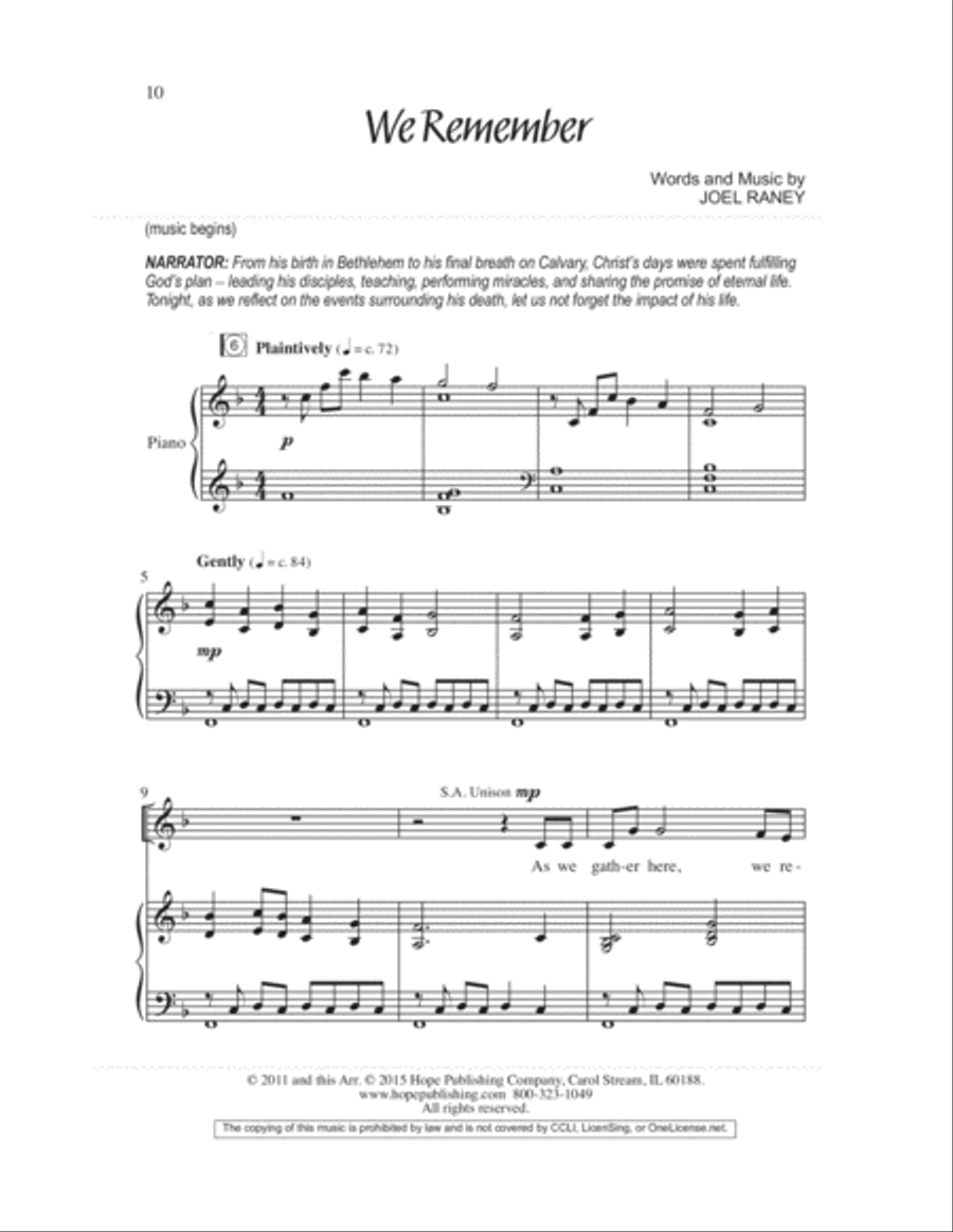 We Remember Calvary (SAB) 3-Part scores gallery preview page 13