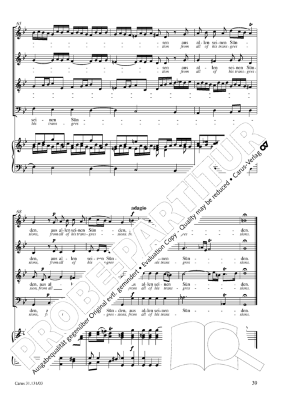 Form the deep, Lord, cried I, Lord, to Thee (Aus der Tiefe rufe ich, Herr, zu dir) 4-Part scores gallery preview page 40