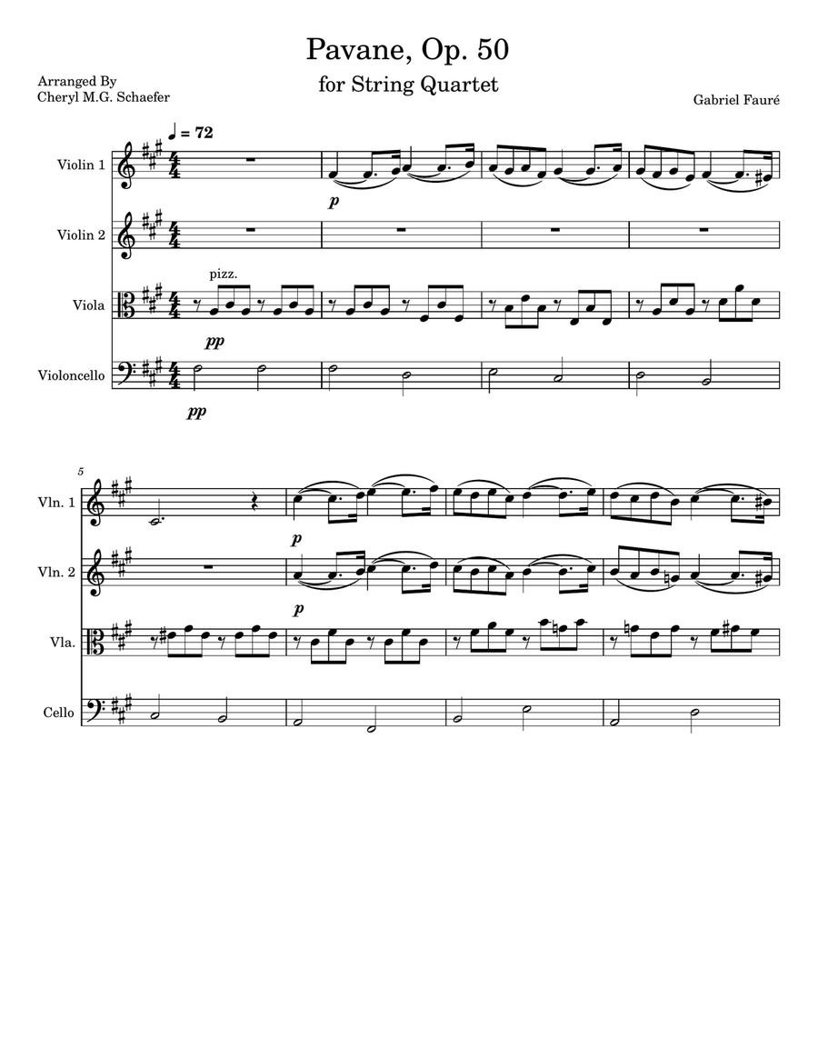 Pavane, Op. 50 String Quartet scores gallery preview page 1