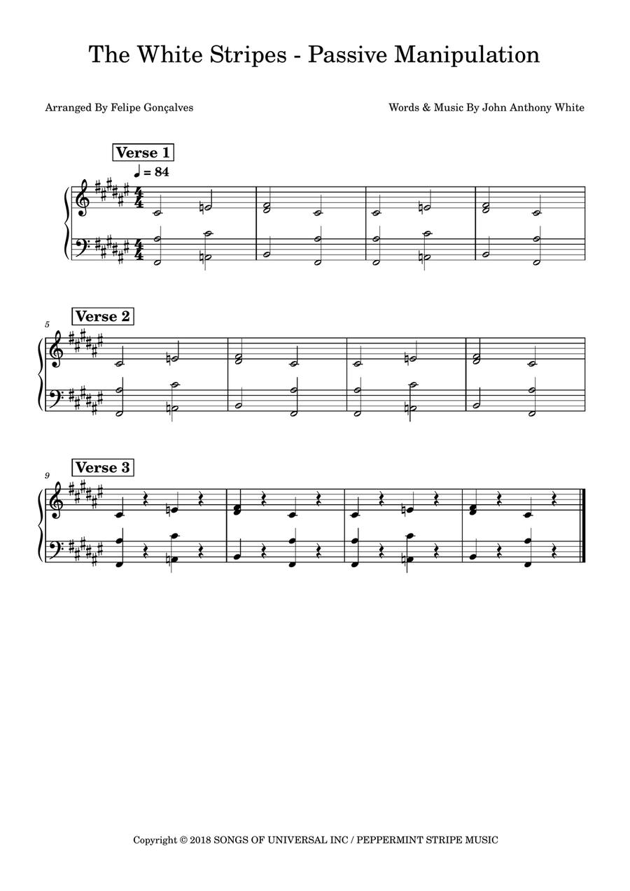 Passive Manipulation Easy Piano scores gallery preview page 1