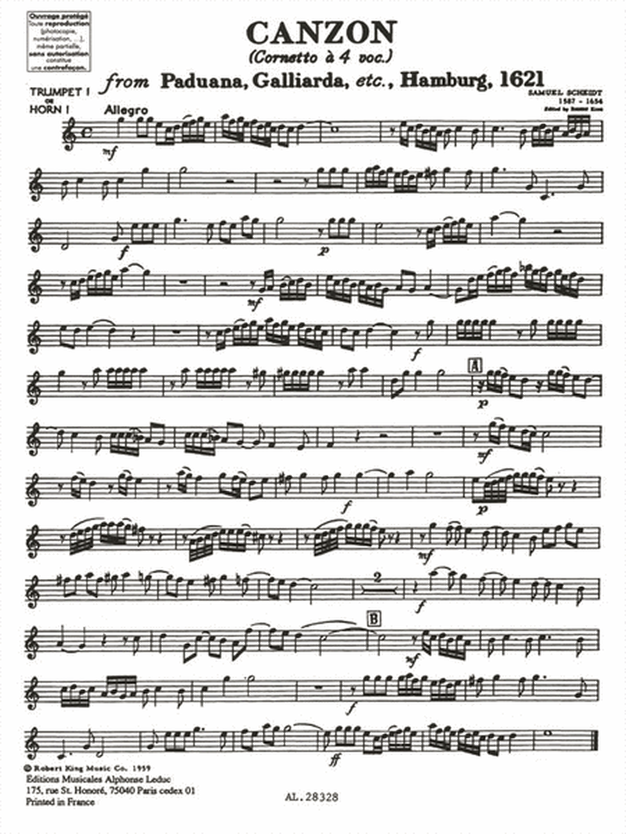 Canzon (paduana, Galliarda Etc 1621) (horns 4)