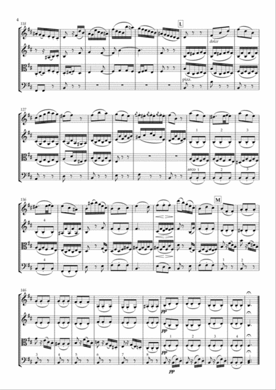 Adagio from String Symphony No.8 in D major, MWV N8 for String Quartet String Quartet scores gallery preview page 4