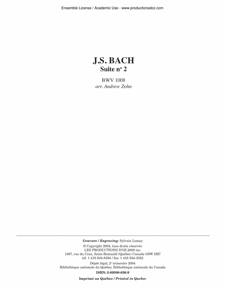Suite no 2, BWV 1008 Classical Guitar scores gallery preview page 1
