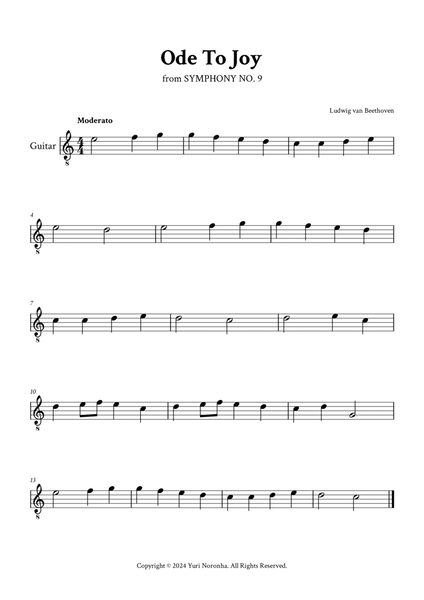 Ode To Joy - Easy Guitar (C Major) image number null