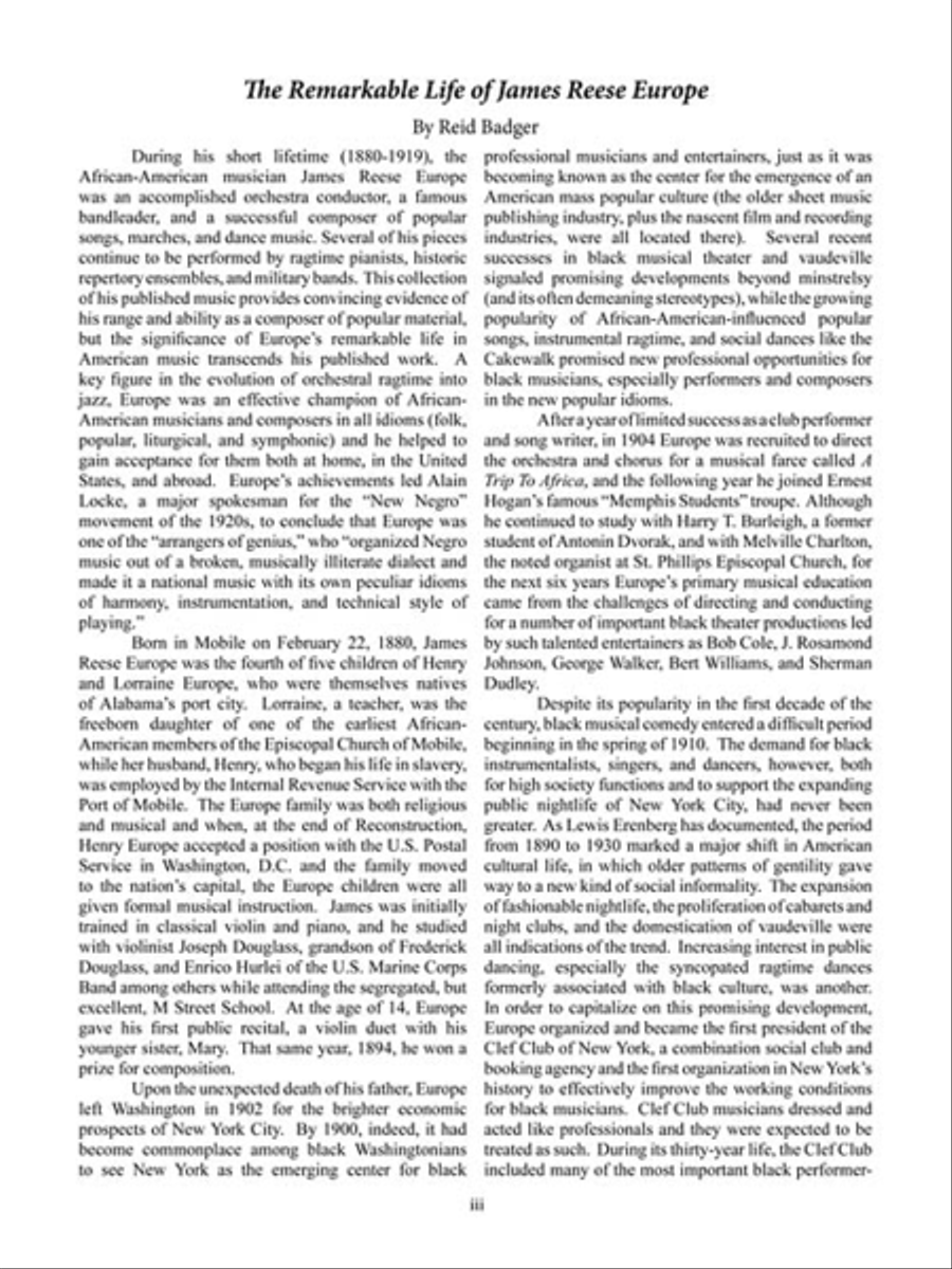 The Music of James Reese Europe Voice scores gallery preview page 6