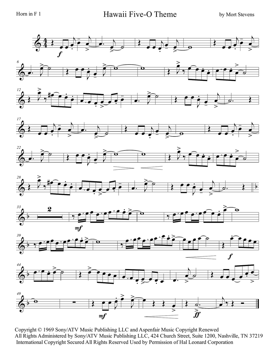 Hawaii Five-O Theme Hawaii Five-O Theme Chamber Orchestra scores gallery preview page 1