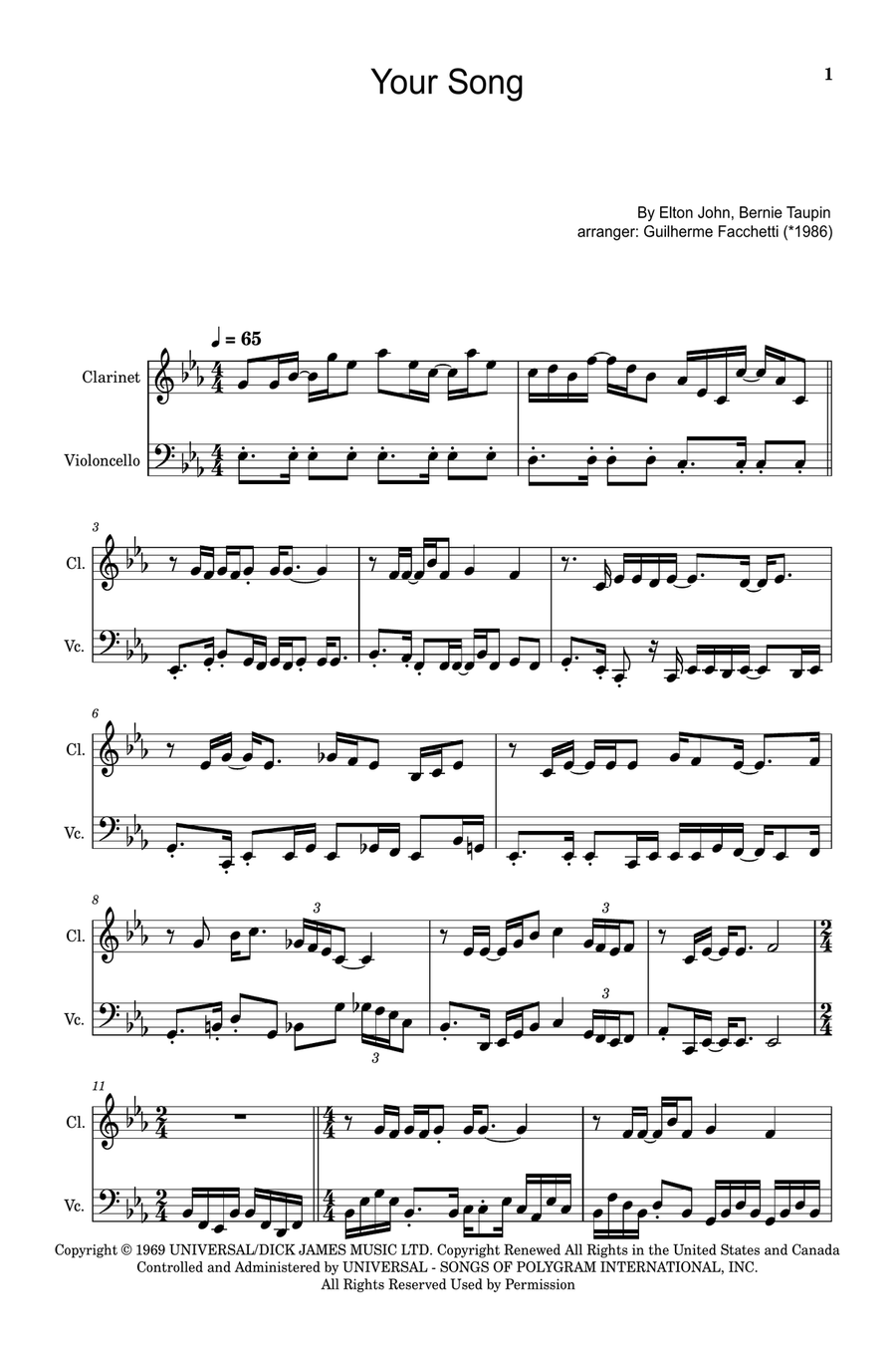 Your Song Chamber Music scores gallery preview page 1